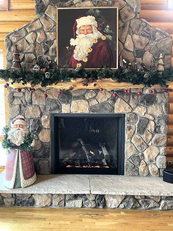 Ember-Glo Clean Face GSR2 DV Gas Fireplace decorated for Christmas 